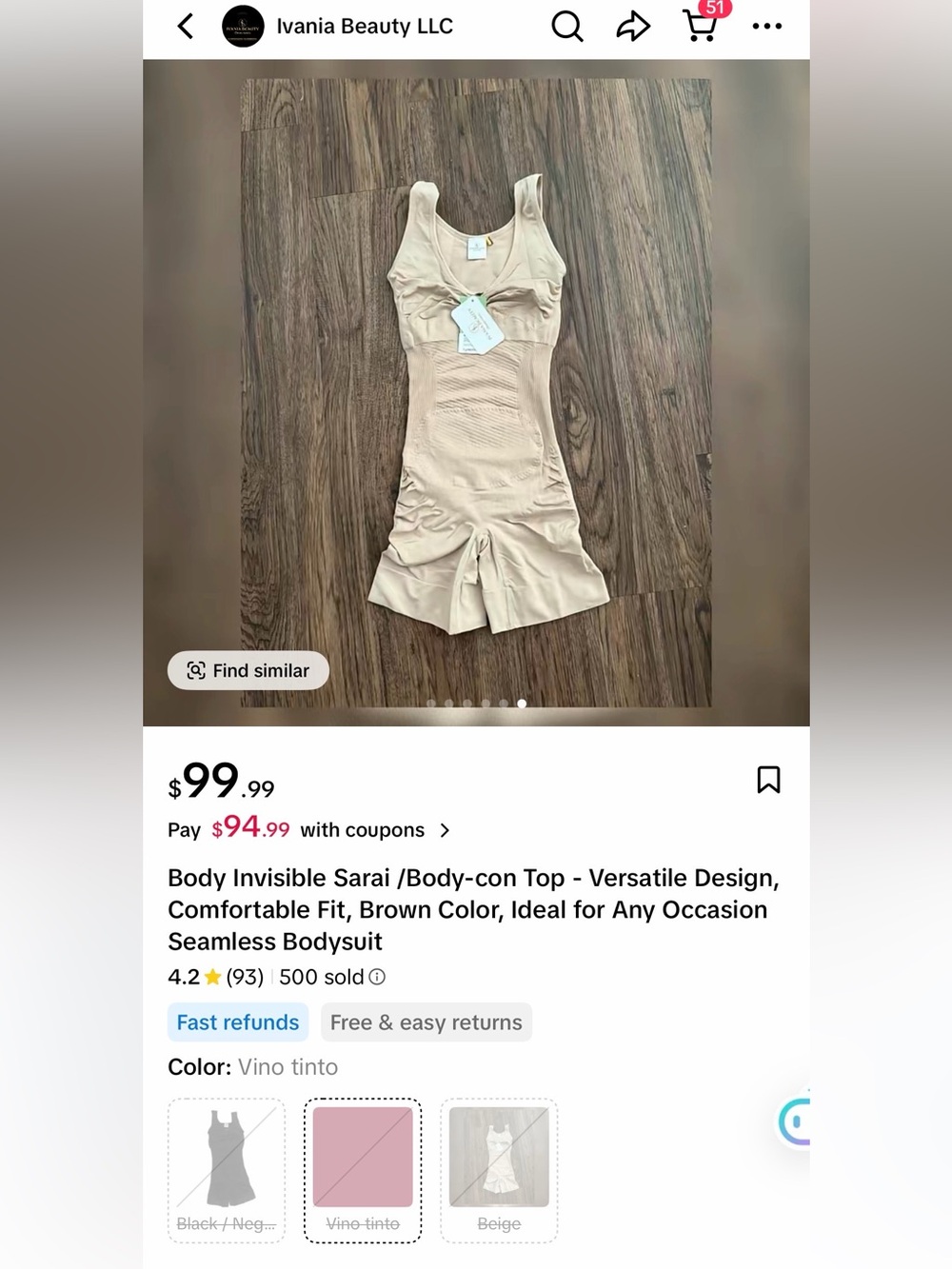 Invisible Seamless Shaping Bodysuit - Burgundy